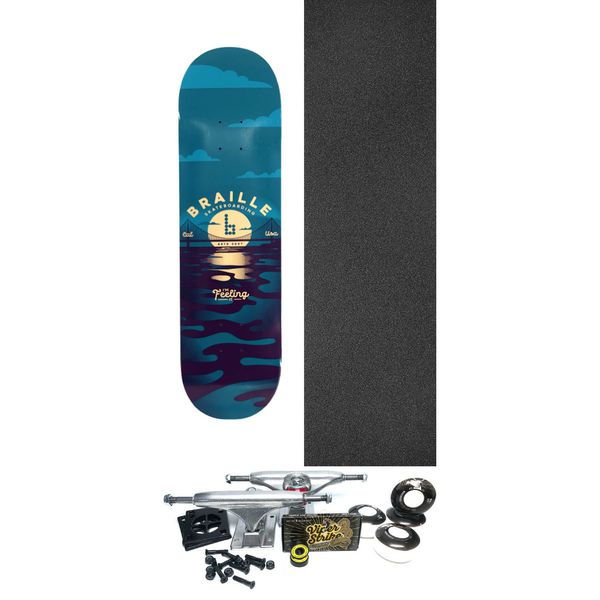 Braille Skateboards Reimagined Bay Blue Skateboard Deck - 8" x 31.5" - Complete Skateboard Bundle